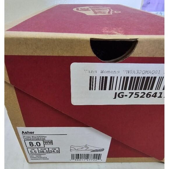 Vans Pride Womans Size 8 Love Wins Asher Slip On Black Glitter Rainbow S… - Picture 15 of 15